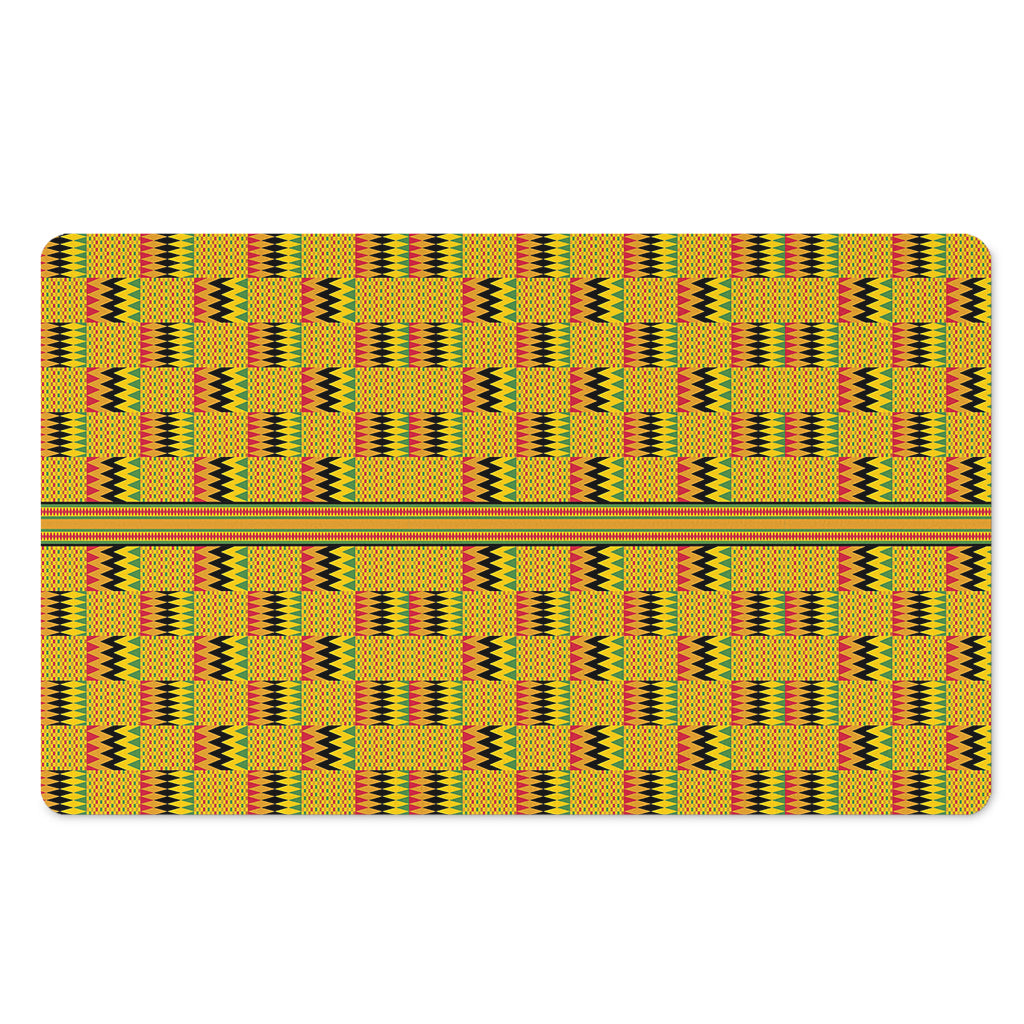 Yellow Kente Pattern Print Polyester Doormat