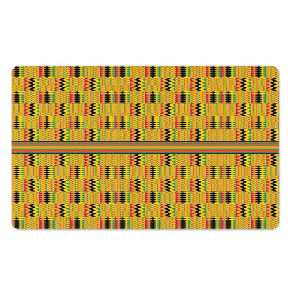 Yellow Kente Pattern Print Polyester Doormat