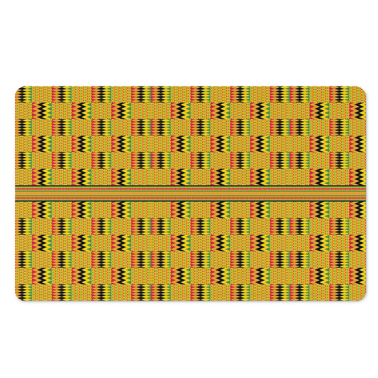 Yellow Kente Pattern Print Polyester Doormat