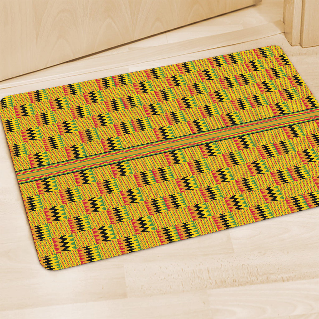 Yellow Kente Pattern Print Polyester Doormat
