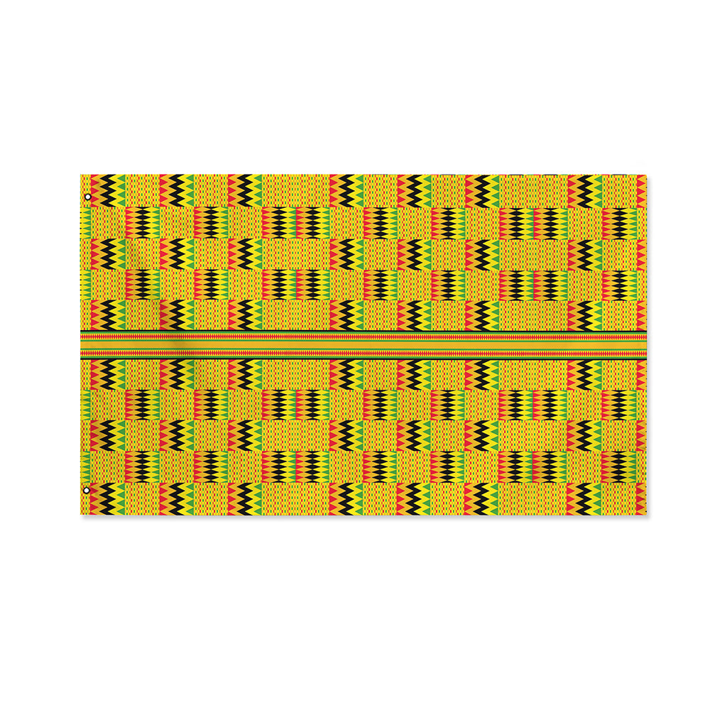 Yellow Kente Pattern Print Polyester Flag