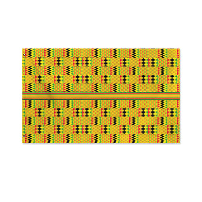 Yellow Kente Pattern Print Polyester Flag