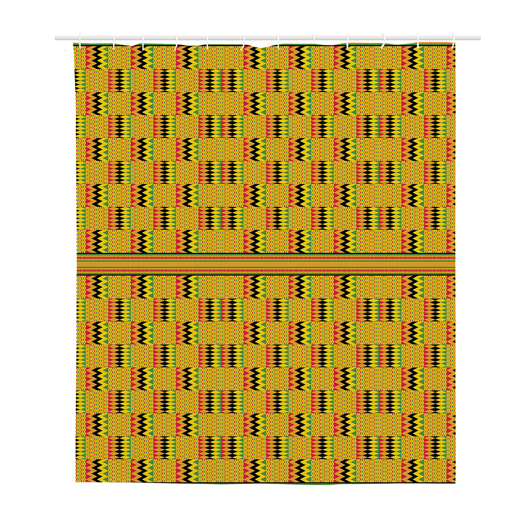 Yellow Kente Pattern Print Polyester Shower Curtain