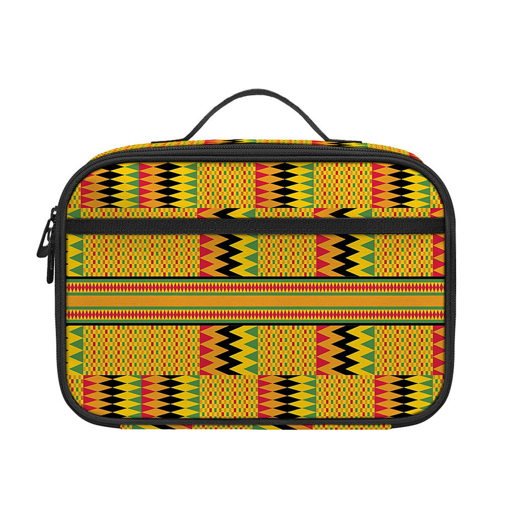 Yellow Kente Pattern Print Portable Lunch Bag
