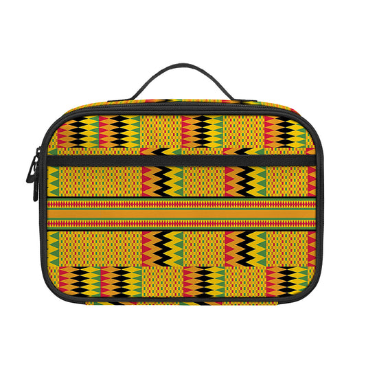 Yellow Kente Pattern Print Portable Lunch Bag