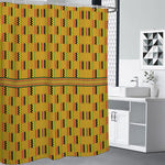 Yellow Kente Pattern Print Premium Shower Curtain