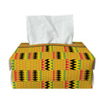 Yellow Kente Pattern Print Rectangle Tissue Box Cover