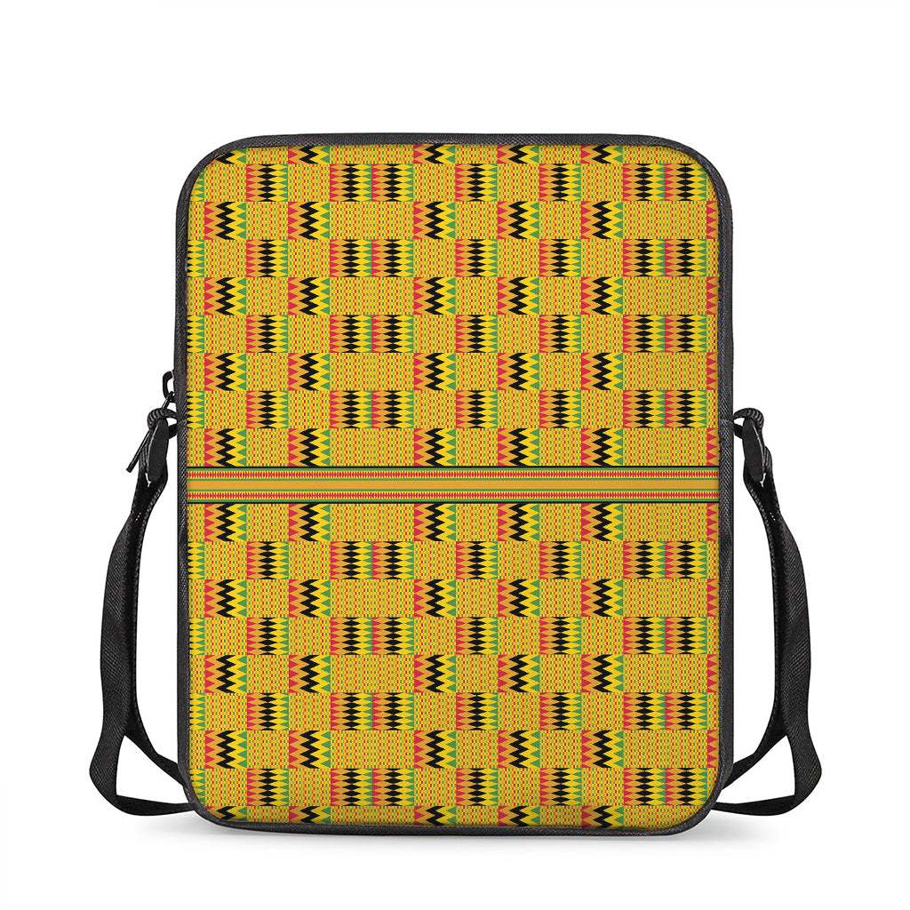 Yellow Kente Pattern Print Rectangular Crossbody Bag