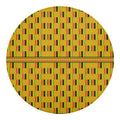 Yellow Kente Pattern Print Round Blanket