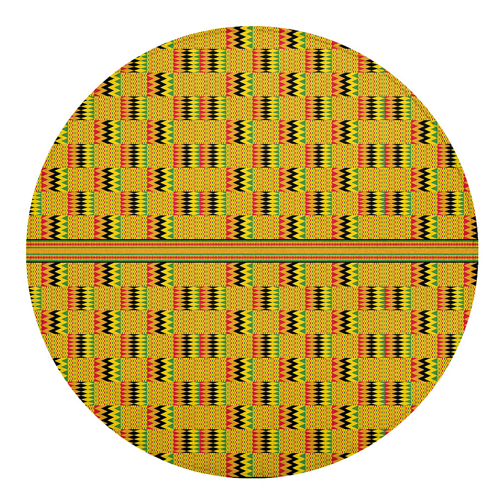 Yellow Kente Pattern Print Round Blanket