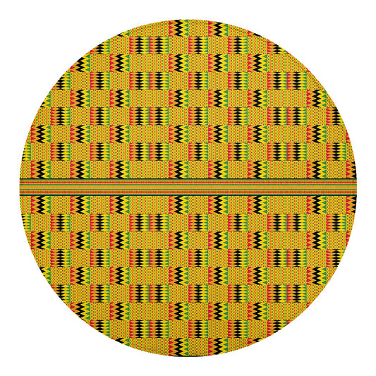 Yellow Kente Pattern Print Round Blanket
