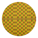 Yellow Kente Pattern Print Round Blanket