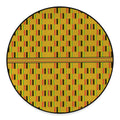 Yellow Kente Pattern Print Round Floor Mat