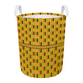 Yellow Kente Pattern Print Round Laundry Basket
