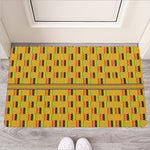 Yellow Kente Pattern Print Rubber Doormat