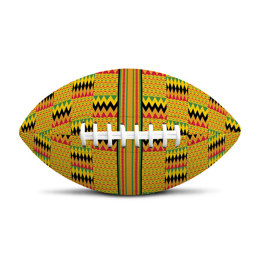 Yellow Kente Pattern Print Rugby Ball