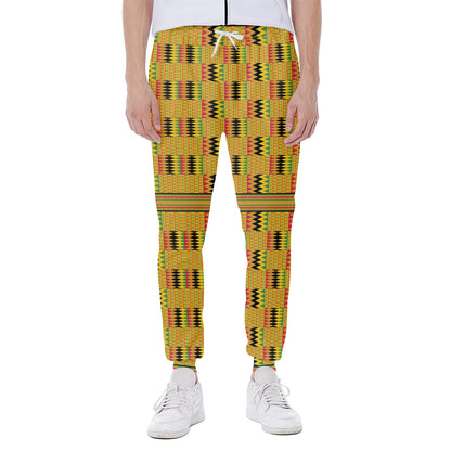 Yellow Kente Pattern Print Scuba Joggers