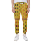 Yellow Kente Pattern Print Scuba Joggers