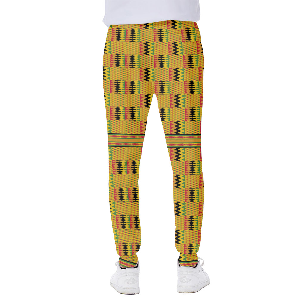 Yellow Kente Pattern Print Scuba Joggers