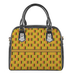 Yellow Kente Pattern Print Shoulder Handbag