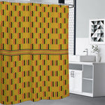 Yellow Kente Pattern Print Shower Curtain