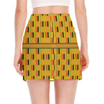 Yellow Kente Pattern Print Side Slit Mini Skirt