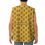 Yellow Kente Pattern Print Sleeveless Baseball Jersey