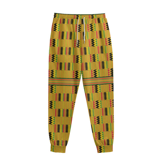 Yellow Kente Pattern Print Sweatpants