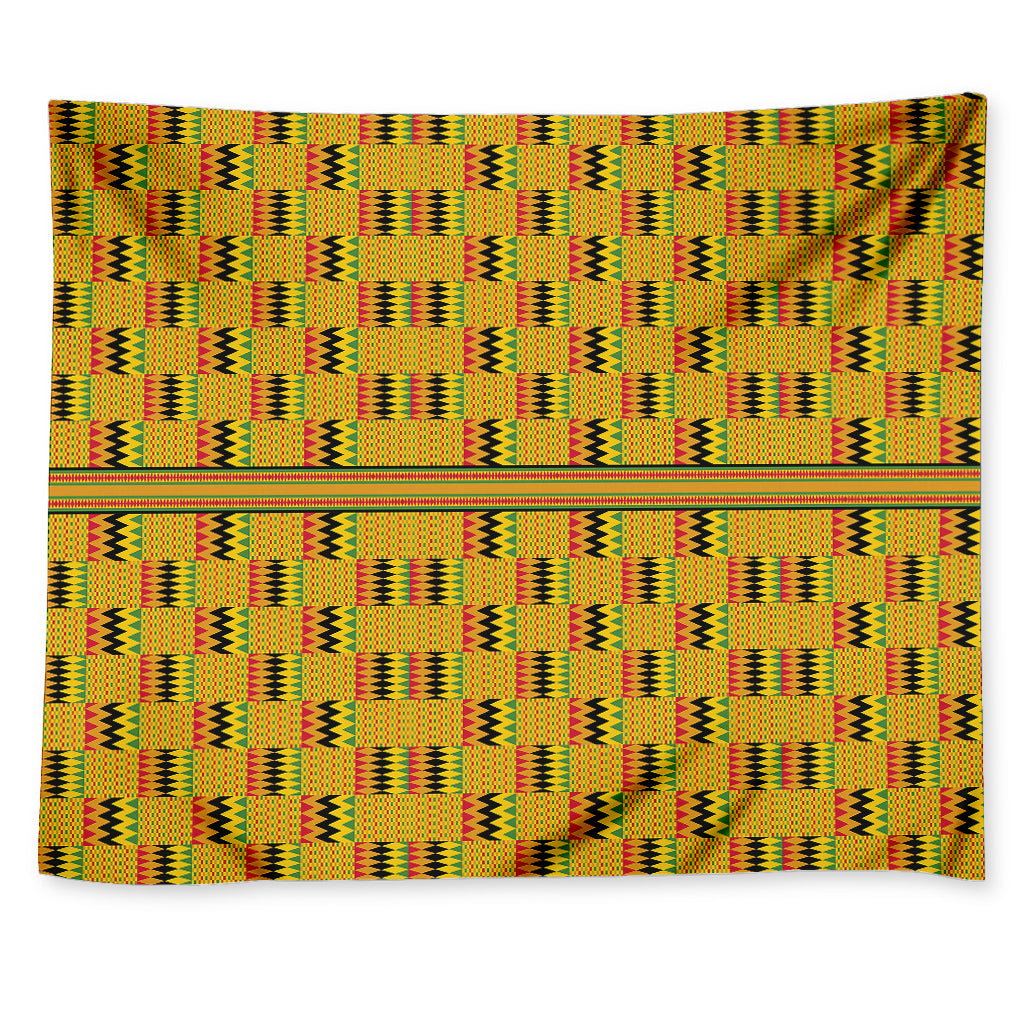 Yellow Kente Pattern Print Tapestry