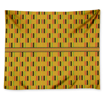 Yellow Kente Pattern Print Tapestry