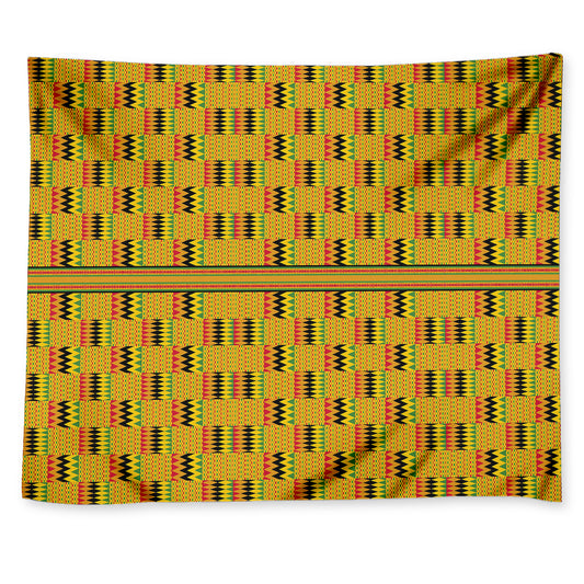 Yellow Kente Pattern Print Tapestry