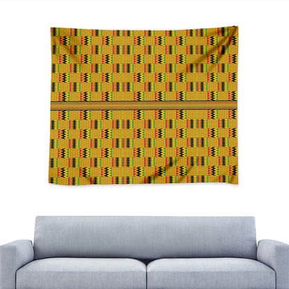 Yellow Kente Pattern Print Tapestry