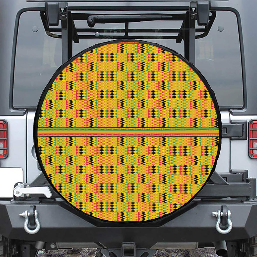 Yellow Kente Pattern Print Tire Cover