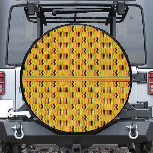 Yellow Kente Pattern Print Tire Cover