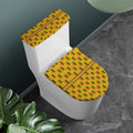 Yellow Kente Pattern Print Toilet Lid And Tank Cover Set
