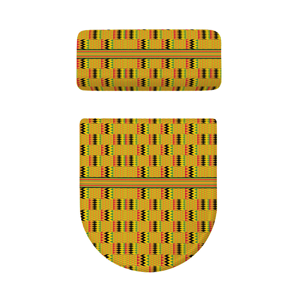 Yellow Kente Pattern Print Toilet Lid And Tank Cover Set