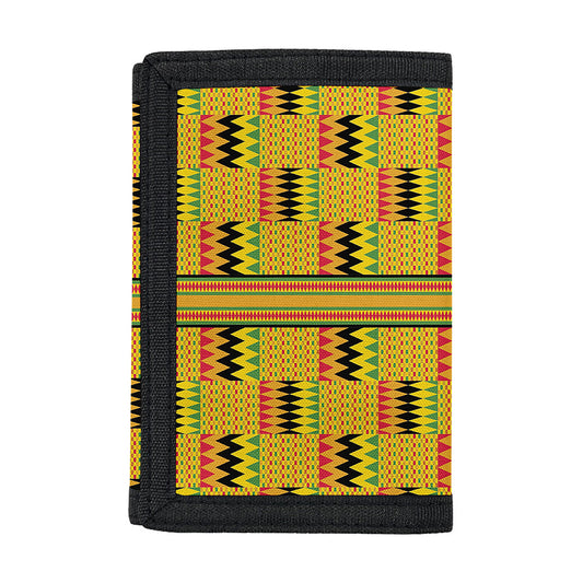 Yellow Kente Pattern Print Trifold Wallet