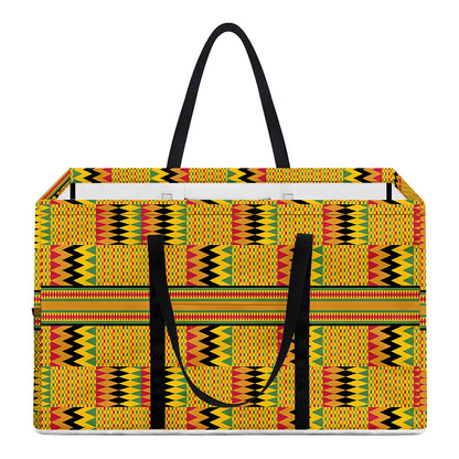 Yellow Kente Pattern Print Utility Tote Bag