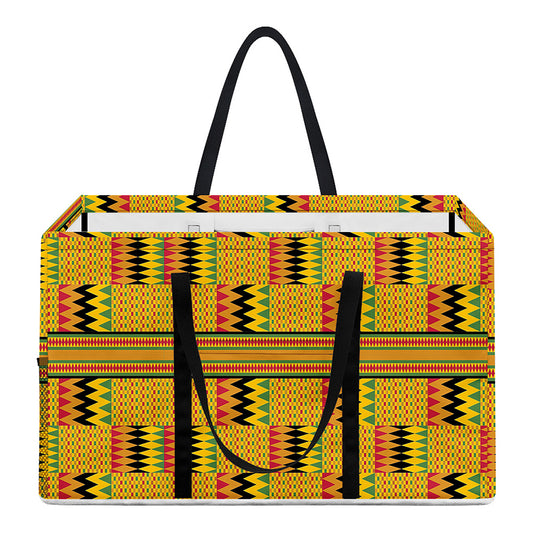 Yellow Kente Pattern Print Utility Tote Bag