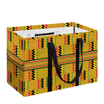 Yellow Kente Pattern Print Utility Tote Bag