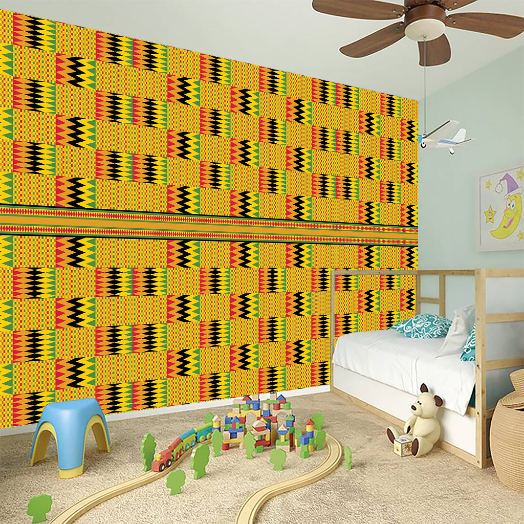 Yellow Kente Pattern Print Wall Sticker