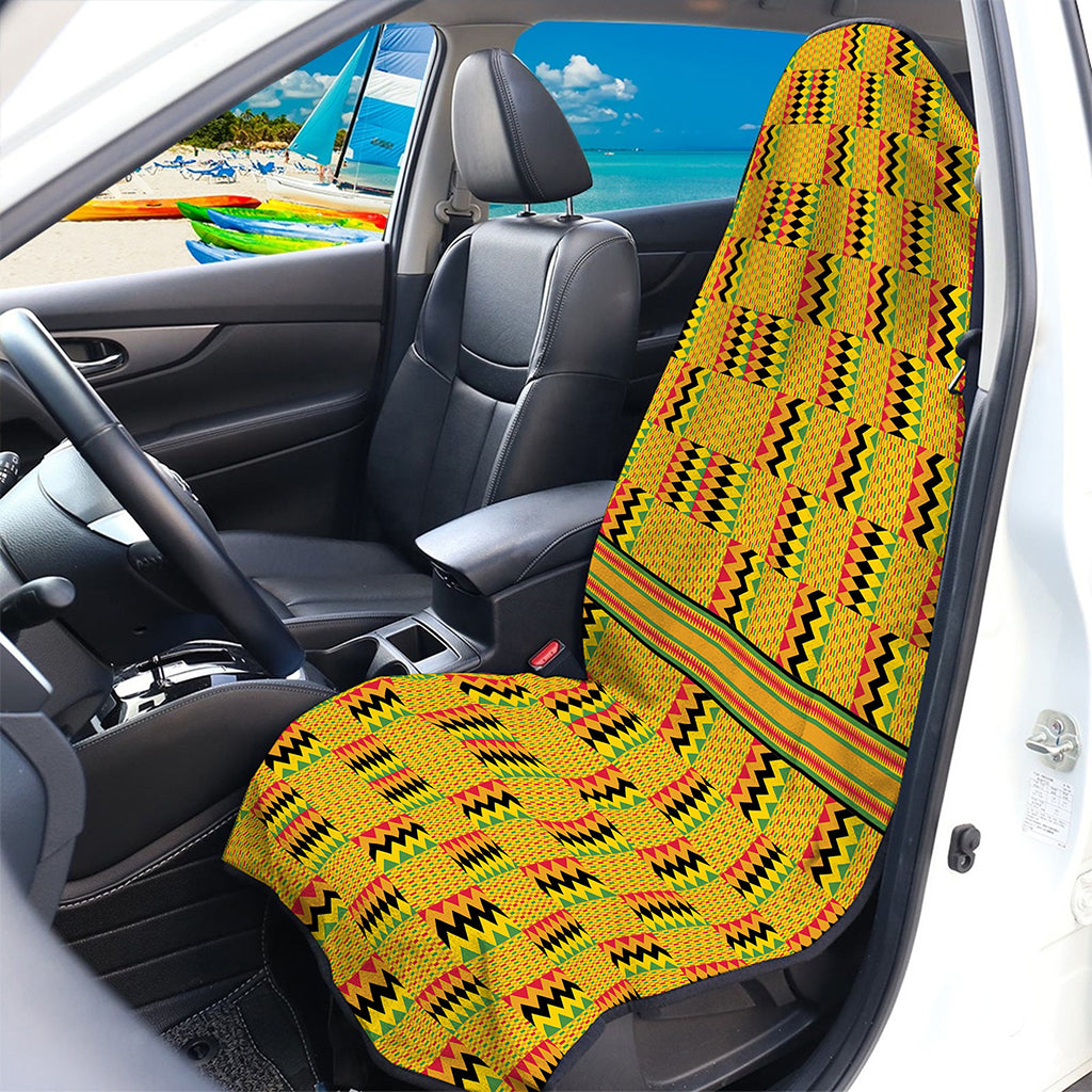 Yellow Kente Pattern Print Waterproof Car Seat Cover