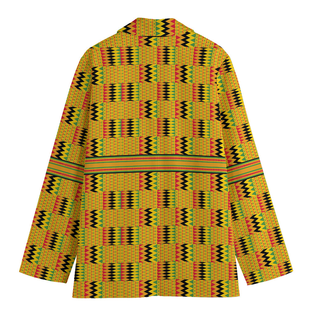 Yellow Kente Pattern Print Women's Blazer