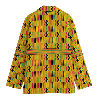 Yellow Kente Pattern Print Women's Blazer
