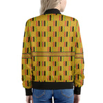 Yellow Kente Pattern Print Women's Bomber Jacket