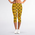 Yellow Kente Pattern Print Women's Capri Leggings