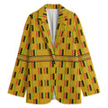 Yellow Kente Pattern Print Women's Cotton Blazer
