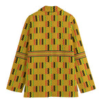 Yellow Kente Pattern Print Women's Cotton Blazer