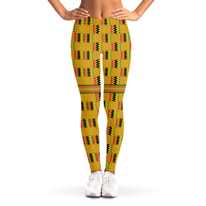 Yellow Kente Pattern Print Women's Leggings