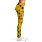 Yellow Kente Pattern Print Women's Leggings